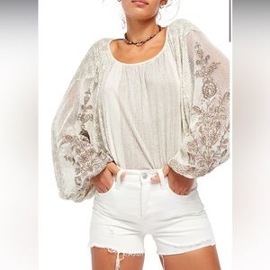 Free People Women's Indigo Dreams Embroidered Tunic White